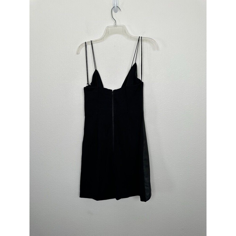 Alice + Olivia Women's Ashanti Black Leather Faux Wrap Mini Dress Size 10 - Picture 10 of 12